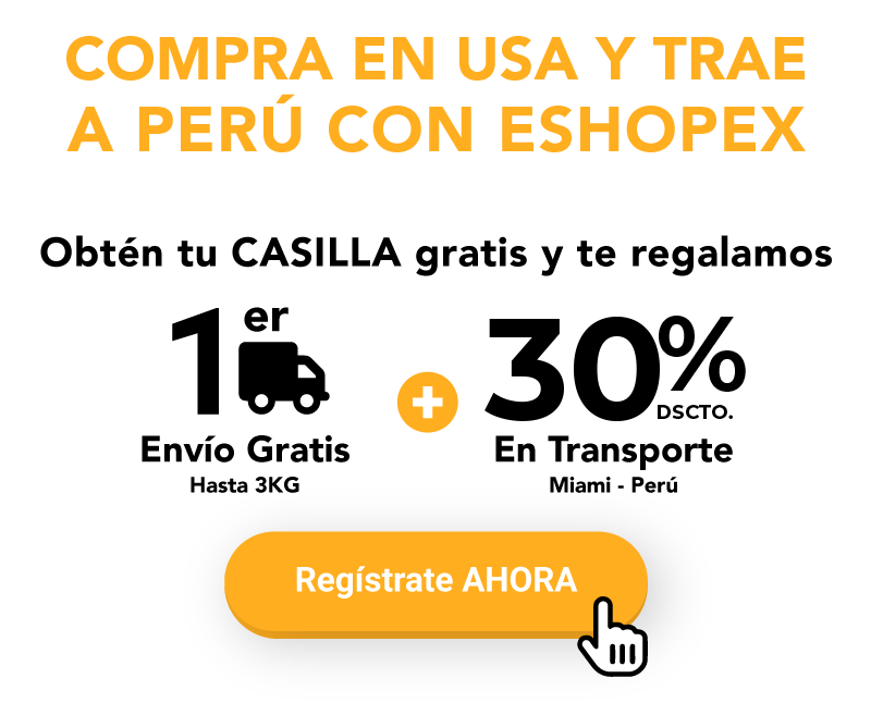 Primer envío Gratis hasta 3 Kilos y luego 25% de descuento en transporte Miami-Perú pagando con tarjetas BCP.